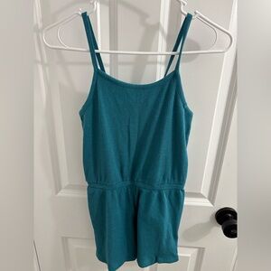Teal Sleeveless Ribbed Romper